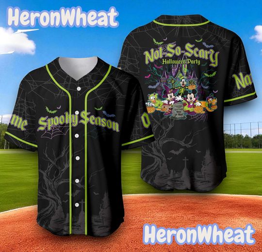Discover Personalized Not So Scary Halloween Baseball Jersey, Disney Team Jersey, Custom Family Matching Shirt, Birthday Party Gift Outfit