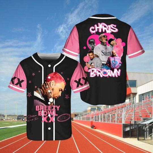 Discover Retro Chris Brown Breezy Bowl XX Baseball Jersey, Chris Brown Tour Jersey Shirt, Breezy Bowl Baseball Shirt, Chris Brown Merch