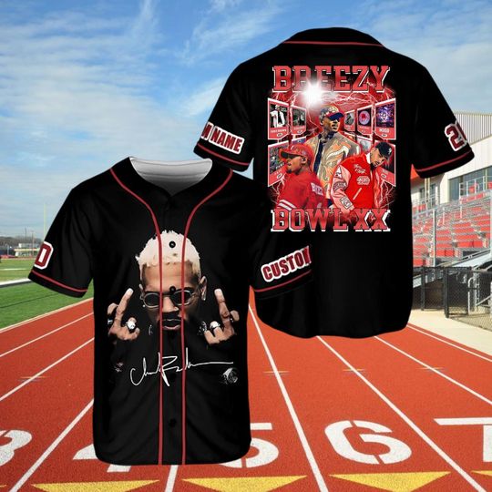 Chris Brown Breezy Jersey, Tan Baseball Shirt, Chris Brown Concert Tour 2025 Gift, Breezy Bowl XX 2025 Jersey, Breezy Bowl Tee, Rap Tour Fan