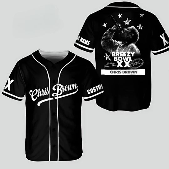 Discover Personalized Chris Brown Breezy Bowl XX Baseball Jersey, Chris Brown Tour Jersey Shirt, Breezy Bowl XX Baseball Shirt, Chris Brown Merch