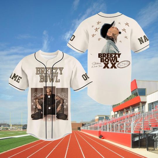 Discover Personalized Chris Brown Breezy Bowl Baseball Jersey, Custom Chris Brown Tour Jersey, Breezy Bowl XX 2025 Shirt, Chris Brown Shirt,Brown Fan