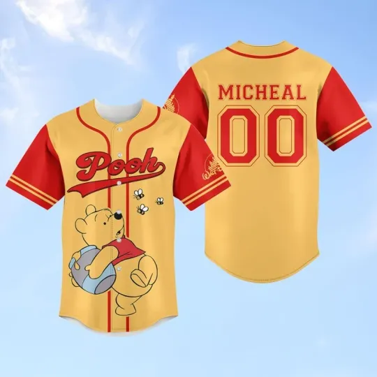 Discover Personalized Winnie the Pooh Baseball Jersey Shirt