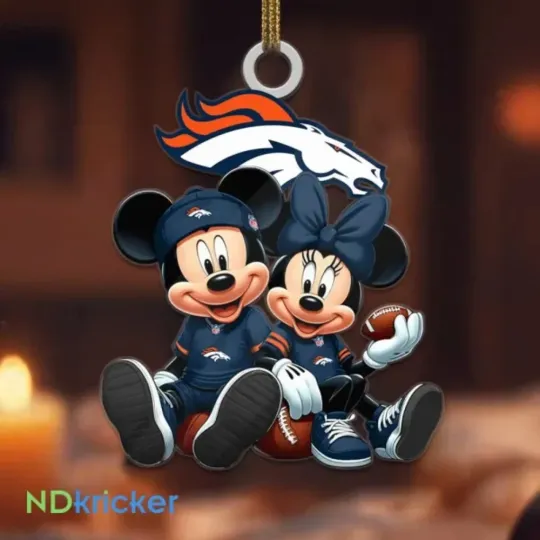 Discover Personalized Denver Football Team Broncos Mickey Minnie Christmas Ornament