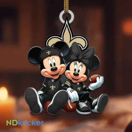 Discover Personalized New Orleans Football Team Saints Mickey Minnie Christmas Ornament