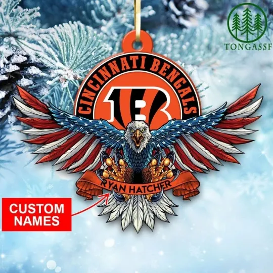 Personalized Cincinnati Football Team Bengals Christmas Ornament Gift Decor