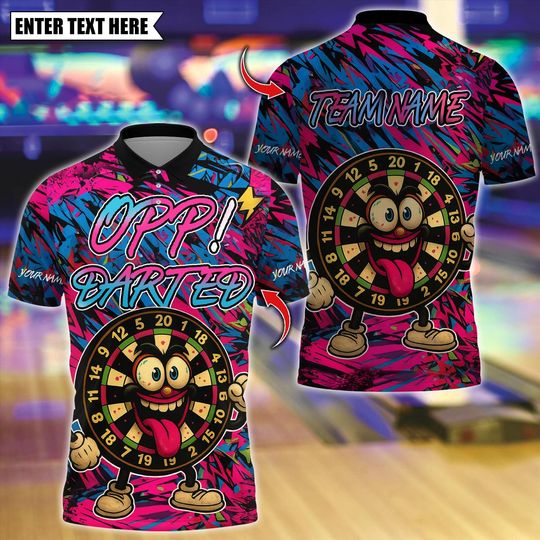 Custom Dart Polo Shirt with Name - Funny Graffiti Oop I Darted Team Shirt for Players