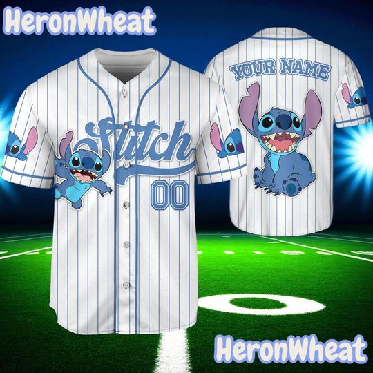 Custom Disney Lilo & Stitch Baseball Jersey, Cute Stitch Jersey, Disneyland Birthday Outfit for Kids Adults, Gift for Disney Baseball Fans