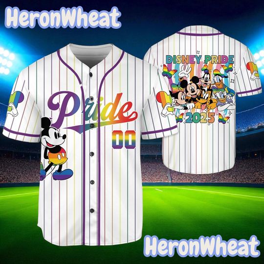 Discover Personalized Disney Rainbow Pride Baseball Jersey, Custom LGBTQ Disney Jersey, Matching Game Day Jersey, Disney Fan Gift