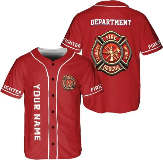 Discover Firefighter Baseball Jersey T-Shirt for Men and Women
