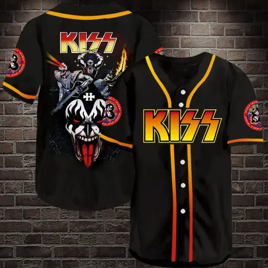 Unisex K.i.s.s Rock Band Printed Baseball Jersey Shirt