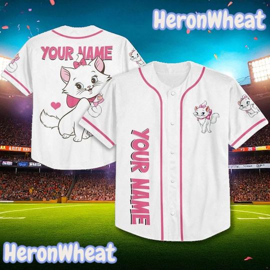 Discover Custom Disney Marie White Baseball Jersey  Personalized Aristocats Jersey Shirt for Kids, Youth & Adults Jersey, Marie Kid Jersey