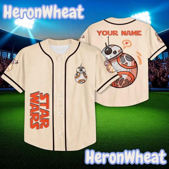 Discover Custom BB-8 Chibi Baseball Jersey for Kids & Youth, Personalized Star Wars Shirt, Cute Droid Outfit for Galaxy-Themed Birthday or Trip