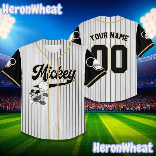 Discover Custom Black Mickey Baseball Jersey, Personalized Disney Shirt for Kids & Adults, Family Matching Outfit for Disney Trip