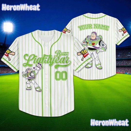 Discover Custom Buzz Lightyear Baseball Jersey, Toy Story Inspired Shirt for Kids & Adults, Personalized Name Outfit for Birthday or Park Trip