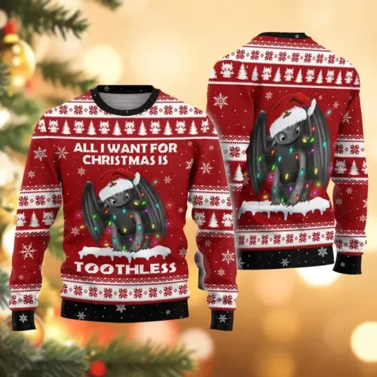 Discover Dragon Christmas Ugly Sweater, How To Train Dragon Sweater, All I Want Dragon