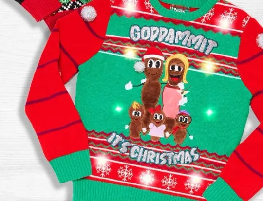 SOUTH PARK GODDAMMIT IT'S CHRISTMAS LIGHT UP & TALKING UGLY SWEATER ADULT MEDIUM