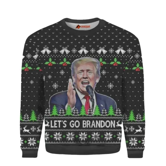 Trump Let’s Go Brandon Ugly Sweatshirt Ugly Christmas Sweater Christmas Gift