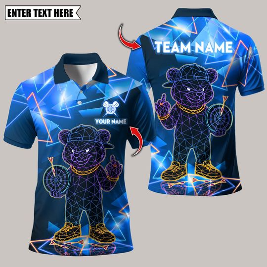 Discover Personalized Name Dart Polo Shirt, Hiphop Bear Multicolor Design