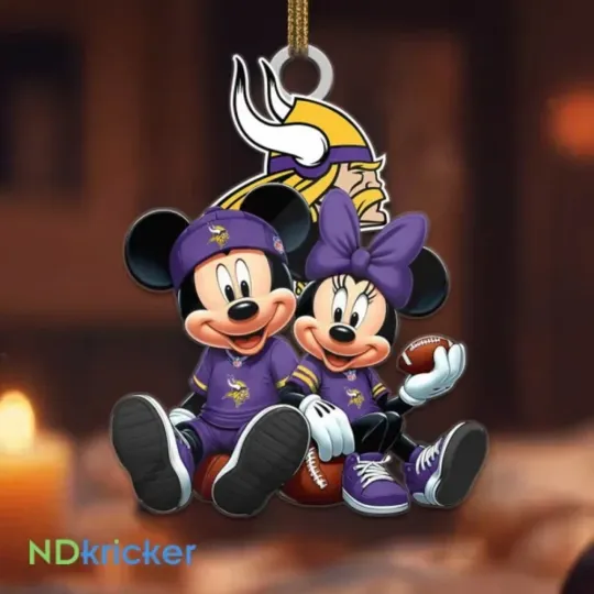 Discover Personalized Minnesota Football Team Vikings Mickey Minnie Christmas Ornament