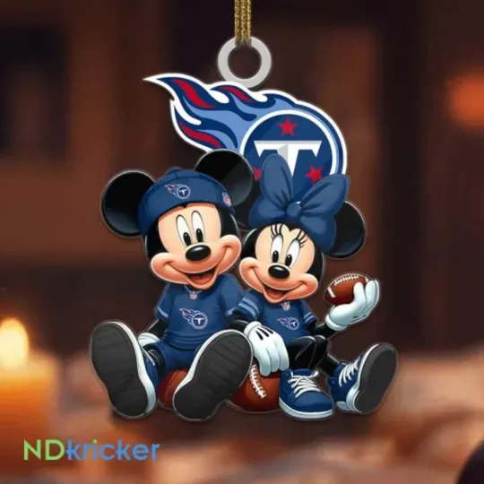 Discover Personalized Tennessee Football Team Titans Mickey Minnie Christmas Ornament