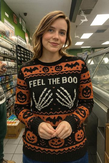 Feel The Boo Halloween Ugly Sweatshirt, Funny Ugly Sweater, Humor Bivalve Shucking Ugly Sweater, Unique Humor, Funny Sarcastic Halloween