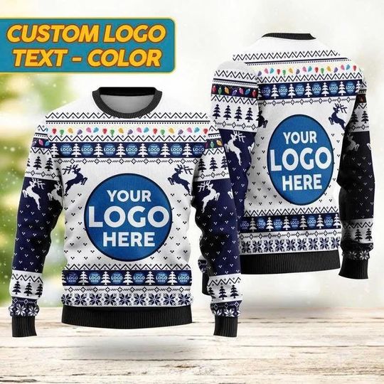 Discover Custom Logo Ugly Christmas Sweater, Custom Name Xmas Sweatshirt, Personalized Ugly Sweater 2025, Ugly Sweater With Picture