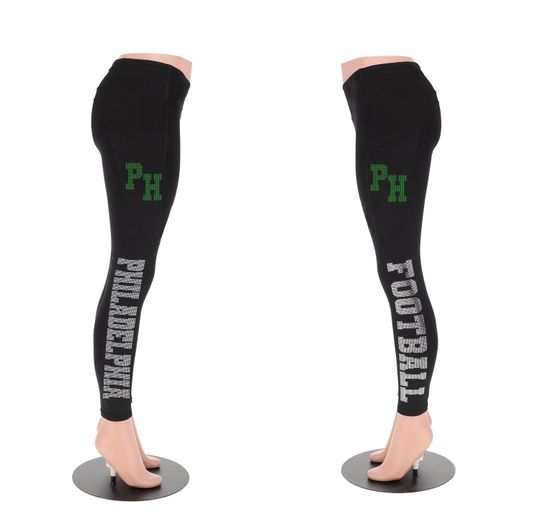 Philadelphia Football Rhinestone Leggings for Girls and Ladies