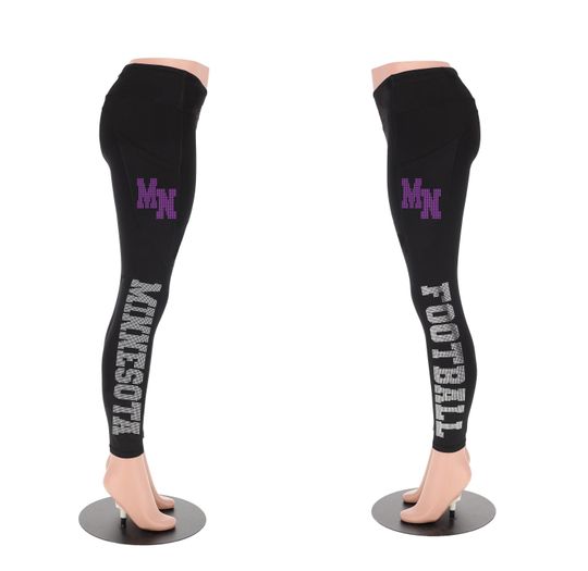 Minnesota Football Rhinestone Yoga Leggings for Women