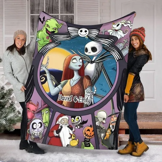 Discover Personalized Jack and Sally Nightmare Before Christmas Blanket
