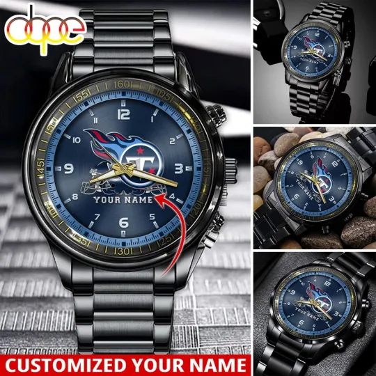 Discover Custom Tennessees Team TitansClassic Sport Black Stainless Steel Watch