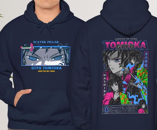 Discover Water Hashira-Inspired Hoodie | Anime-Inspired Unisex Sweatshirt | Giyu-Inspired Gift for Anime Fans