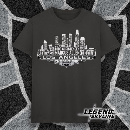 Discover Los Angeles Dream Team Football XVIII Champions 1984, Los Angeles City Skyline T Shirt