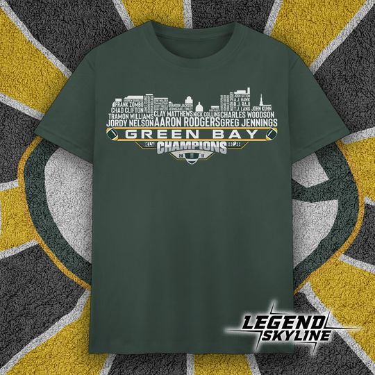 Discover Green Bay Dream Team Football XLV Champions 2011, Green Bay City Skyline T Shirt