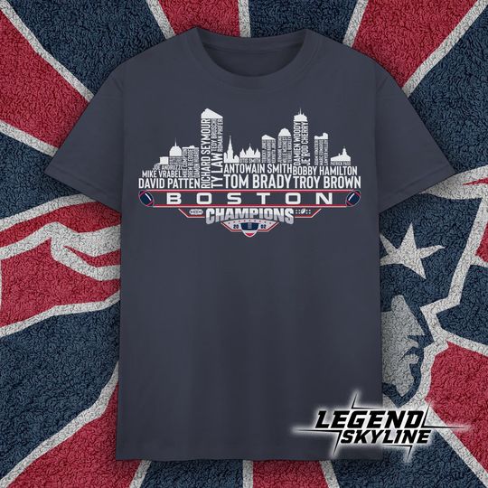 Discover New England Dream Team Football XXXVI Champions 2002, New England City Skyline T Shirt