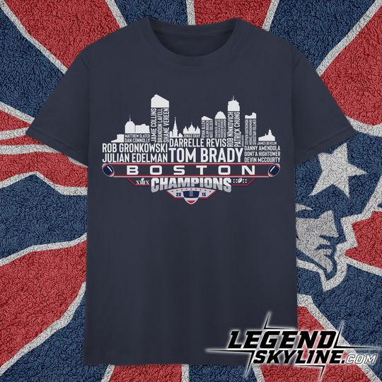 Discover New England Dream Team Football XLIX Champions 2015, New England City Skyline T Shirt
