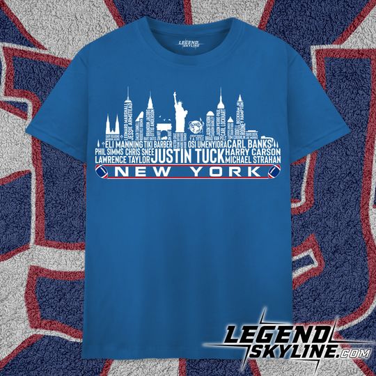 Discover New York Football Greatest Of All Time Team Legends, New York City Skyline T Shirt