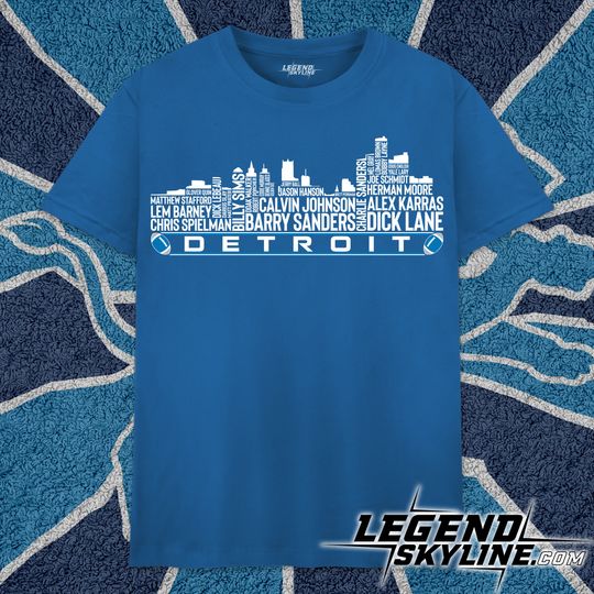 Discover Detroit L Football Greatest Of  All Time Team Legends, Detroit City Skyline T Shirt