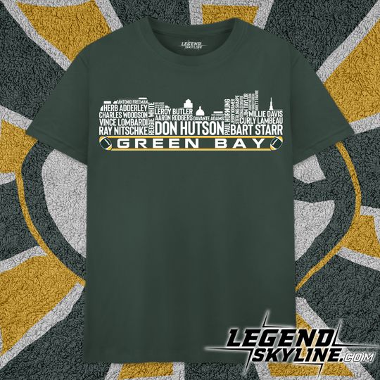 Discover Green Bay Football Greatest Of All Time Team Legends, Green Bay Skyline T Shirt