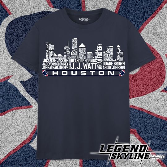 Discover Houston Football Greatest Of All Time Team Legends, Houston City Skyline T Shirt