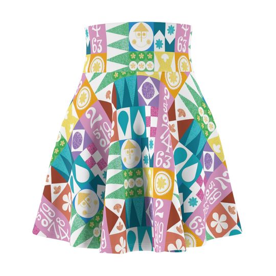 Discover Its a small world colorful pattern Halloween Wine and Dine Full Marathon Challenge run skirt oogie boogie's bash, mickeys not so scary