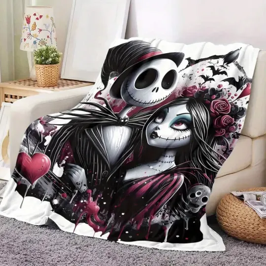 Discover Jack and Sally Nightmare Before Christmas Halloween Blanket
