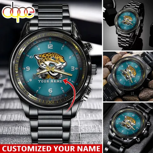 Custom Jacksonvilles Team Jaguars Football Classic Black Stainless Steel Watch