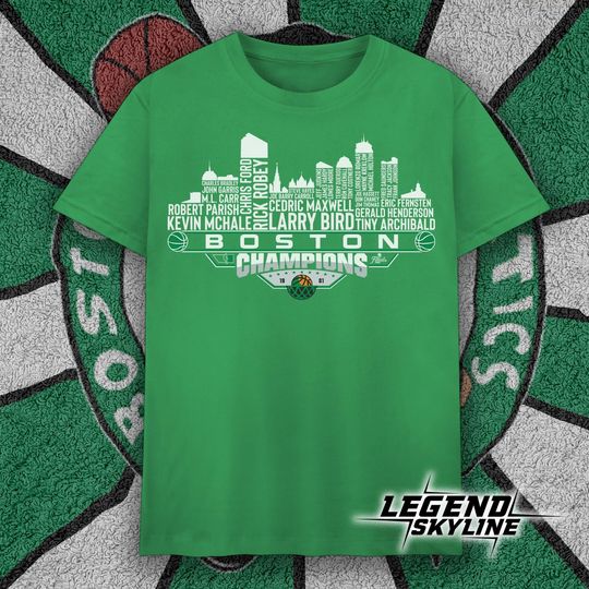 Discover Boston Dream Team Basketball Champions 1981 , Boston City Skyline T Shirt