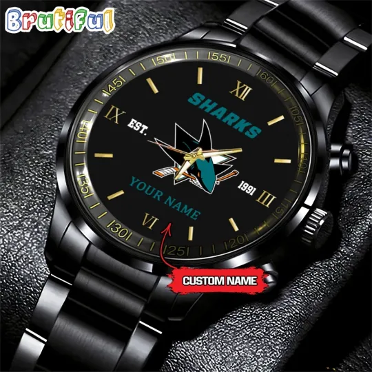 Discover San-Jose-Team Sharks Hockey Black Stainless Steel Watch