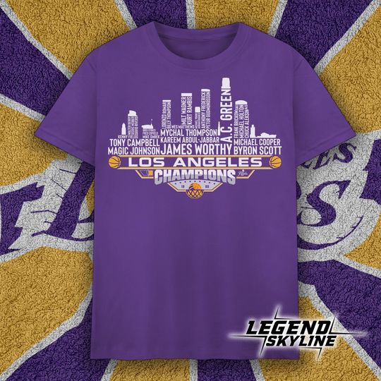 Discover Los Angeles Dream Team Basketball Champions 1988, Los Angeles City Skyline T Shirt