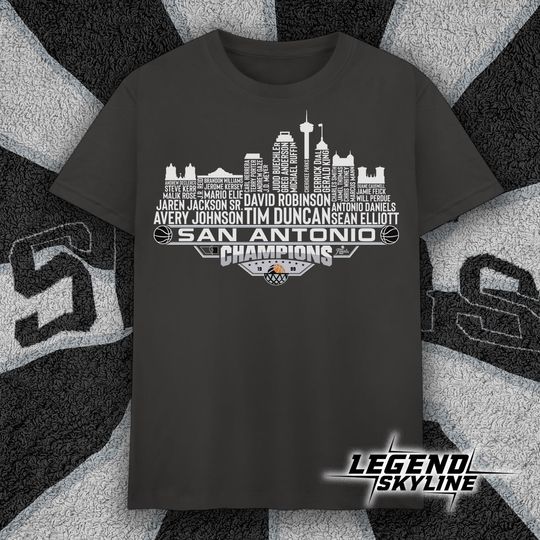 Discover San Antonio Dream Team Basketball Champions 1999, San Antonio City Skyline T Shirt