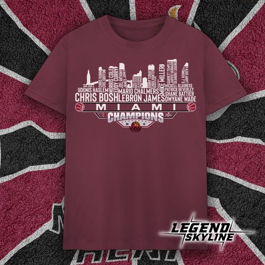Discover Miami Dream Team Basketball Champions 2012, Miami City Skyline T Shirt