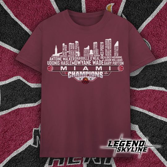 Discover Miami Dream Team Basketball Champions 2006, Miami City Skyline T Shirt