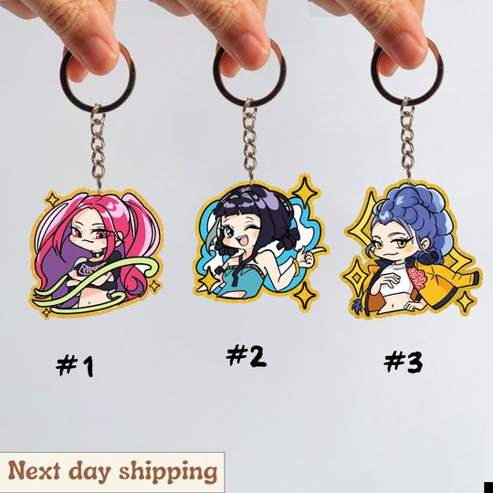 K-pop Demon Hunters Keychain Tag | Huntrix Merch | Zoey, Rumi, Mira | K-pop Demon Hunters Merch | Kpop Hunter Huntrix Romance, Zoey, Mira