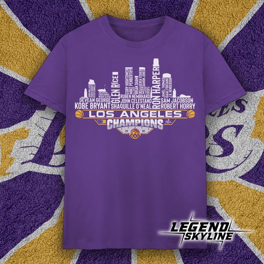 Discover Los Angeles Dream Team Basketball Champions 2000, Los Angeles City Skyline T Shirt